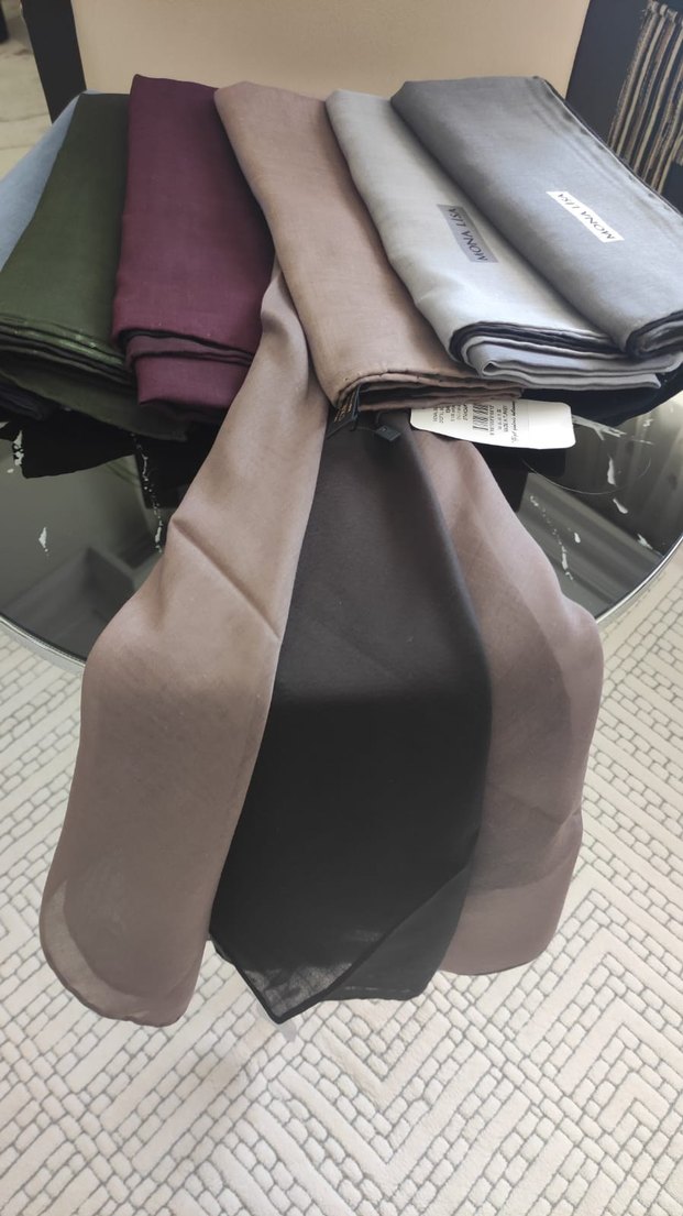 Drapeli Gri Kadın Saten Şal - Görsel 2