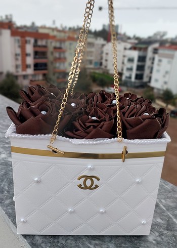 Kahverengi Dantel Detaylı Çiçekli Çanta - Görsel 2