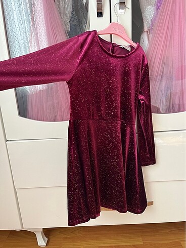 LC Waikiki Bordo simli elbise