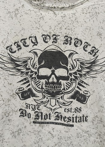 rock punk kuru kafa baskılı tshirt - Görsel 2