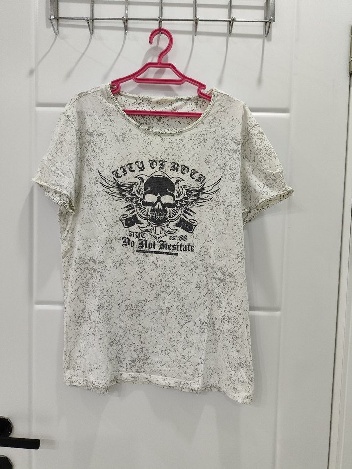 rock punk kuru kafa baskılı tshirt - Görsel 3