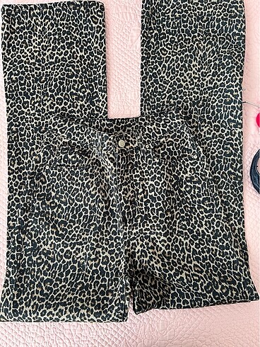 34 Beden kahverengi Renk Leopar jean