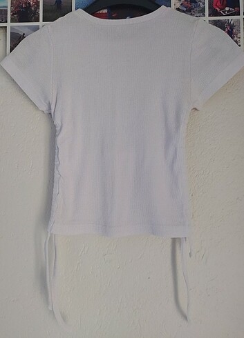 Diğer Kadın Beyaz Yandan Sıkmalı Crop T-shirt