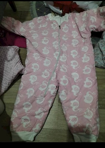 Kız Çocuk Kapüşonsuz Fermuarlı Pembe Polar Tulum Gece Tulumu