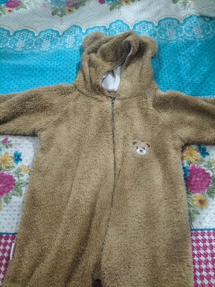 Kahverengi Peluş Bebek Tulumu - Görsel 2