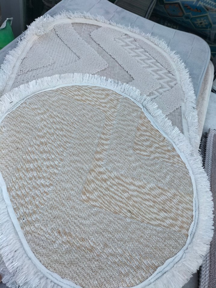 Nakışlı Beyaz Gri Banyo Paspası - Görsel 3