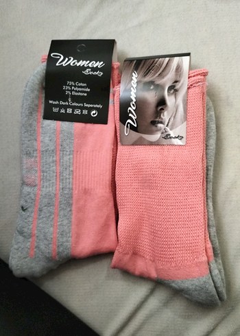 Pembe ve Gri Kız Çorabı - Görsel 2