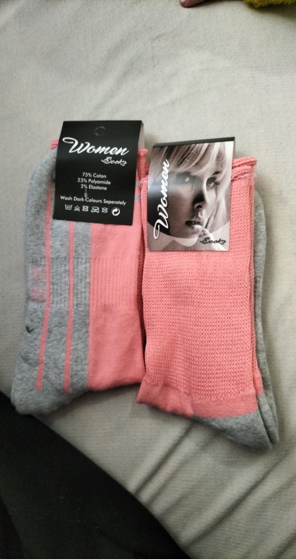 Pembe ve Gri Kız Çorabı - Görsel 2