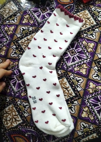 Nakışlı Beyaz Kız Çorabı - Görsel 3