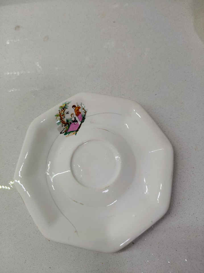 Beyaz Desenli Sekizgen Porselen Tabak - Görsel 2