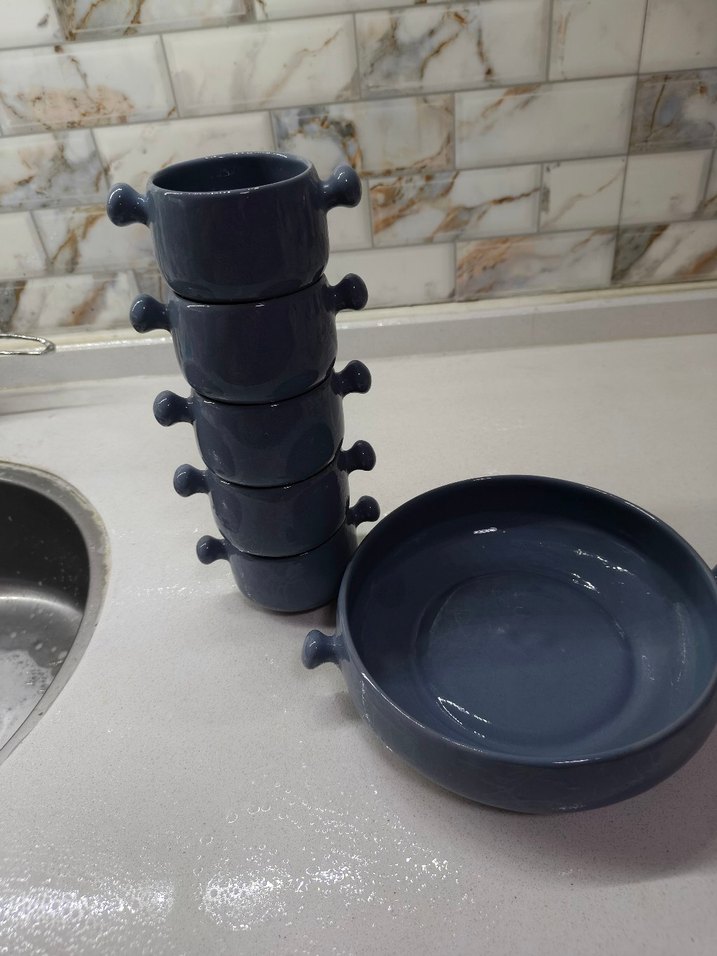 Mavi Seramik Kulplu Tabak ve Kase Seti - Görsel 2