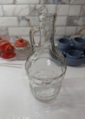 Kulplu Şeffaf Cam Şişe - Görsel 5