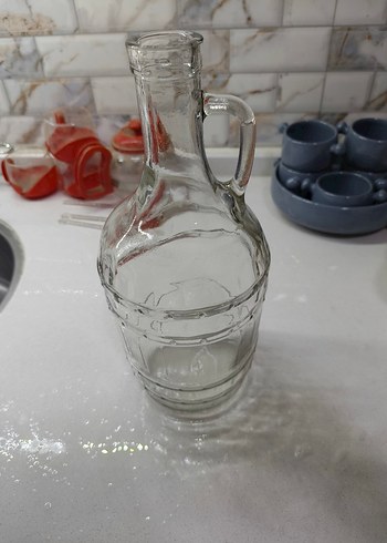 Kulplu Şeffaf Cam Şişe - Görsel 2