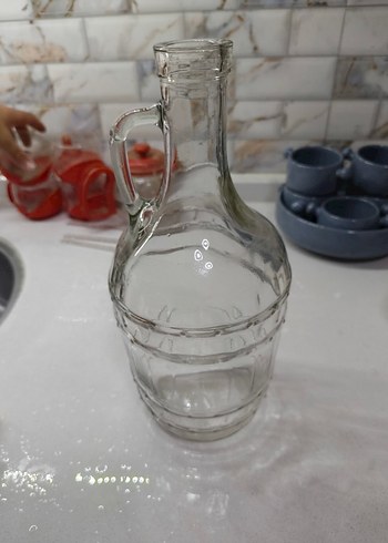 Kulplu Şeffaf Cam Şişe - Görsel 3