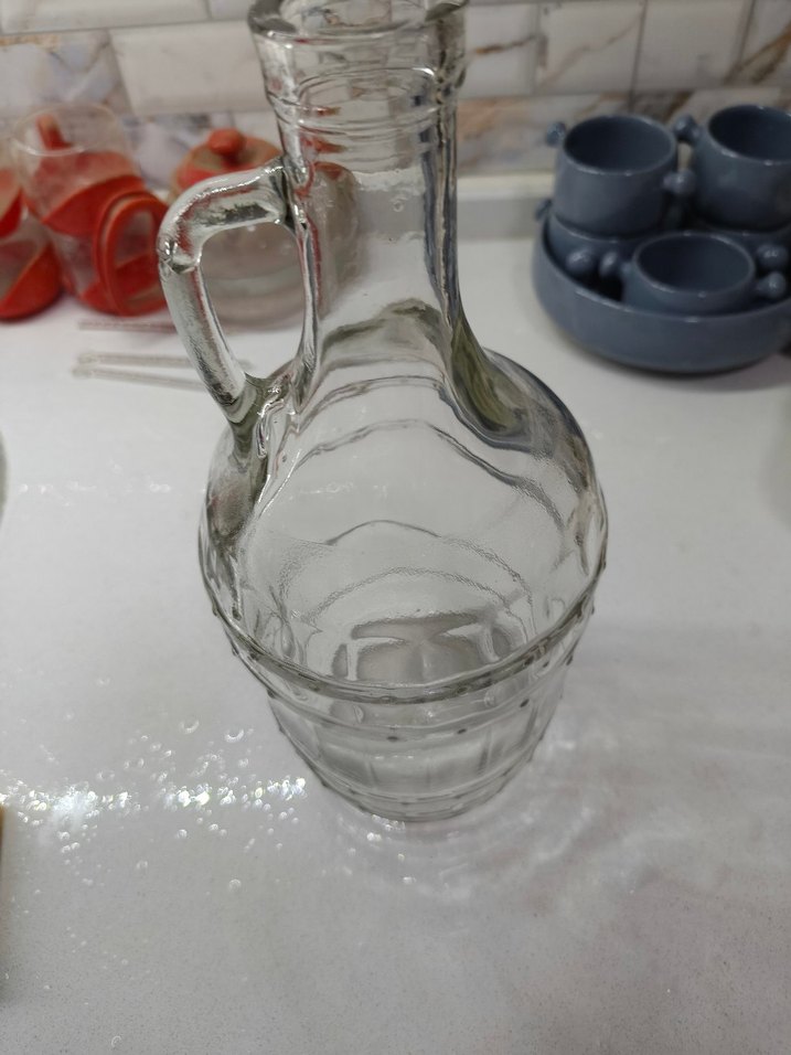 Kulplu Şeffaf Cam Şişe - Görsel 4