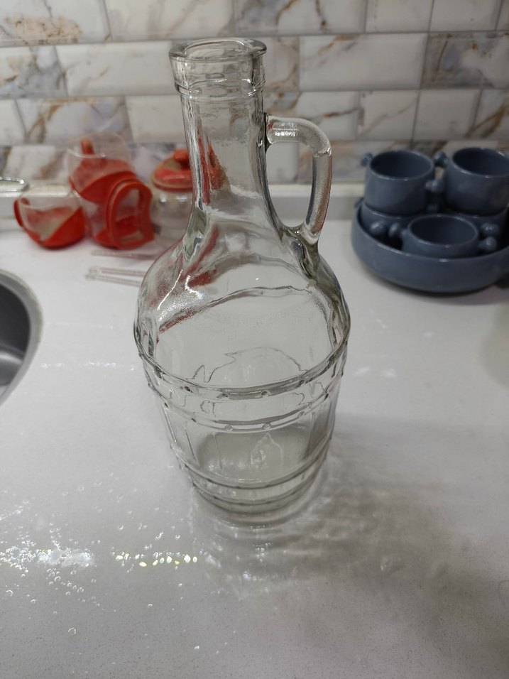 Kulplu Şeffaf Cam Şişe - Görsel 2