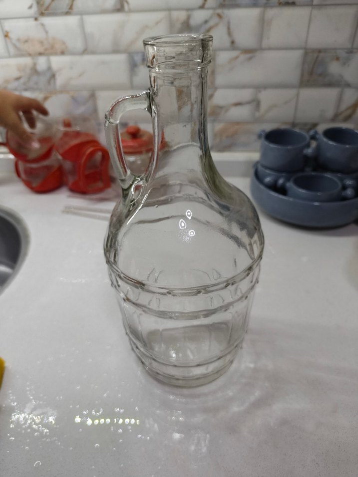 Kulplu Şeffaf Cam Şişe - Görsel 3