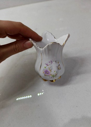 Pastel Desenli Beyaz Seramik Vazo - Görsel 2