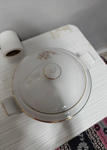 Pastel Çiçek Desenli Beyaz Porselen çorbalık - Görsel 5