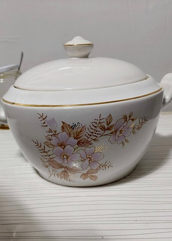 Pastel Çiçek Desenli Beyaz Porselen çorbalık - Görsel 3