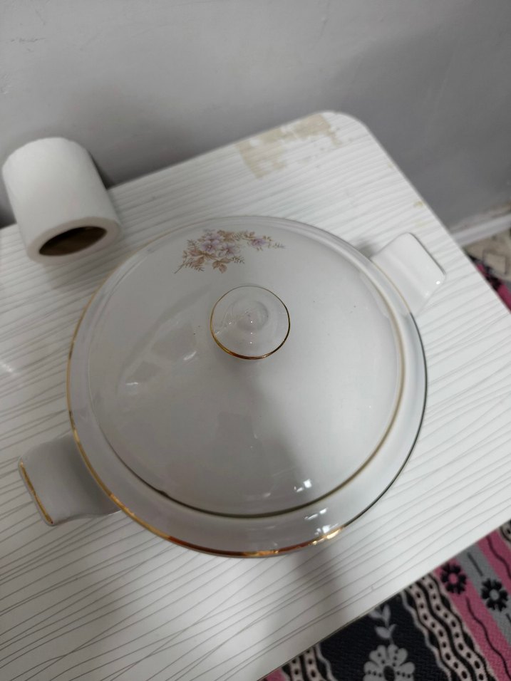 Pastel Çiçek Desenli Beyaz Porselen çorbalık - Görsel 5