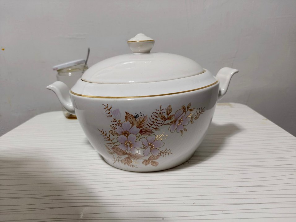 Pastel Çiçek Desenli Beyaz Porselen çorbalık - Görsel 3