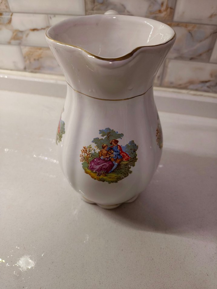 Beyaz Pastel Desenli Seramik Sürahi - Görsel 3