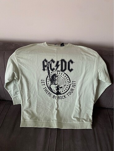 xl Beden yeşil Renk Su yeşili acdc sweatshirt