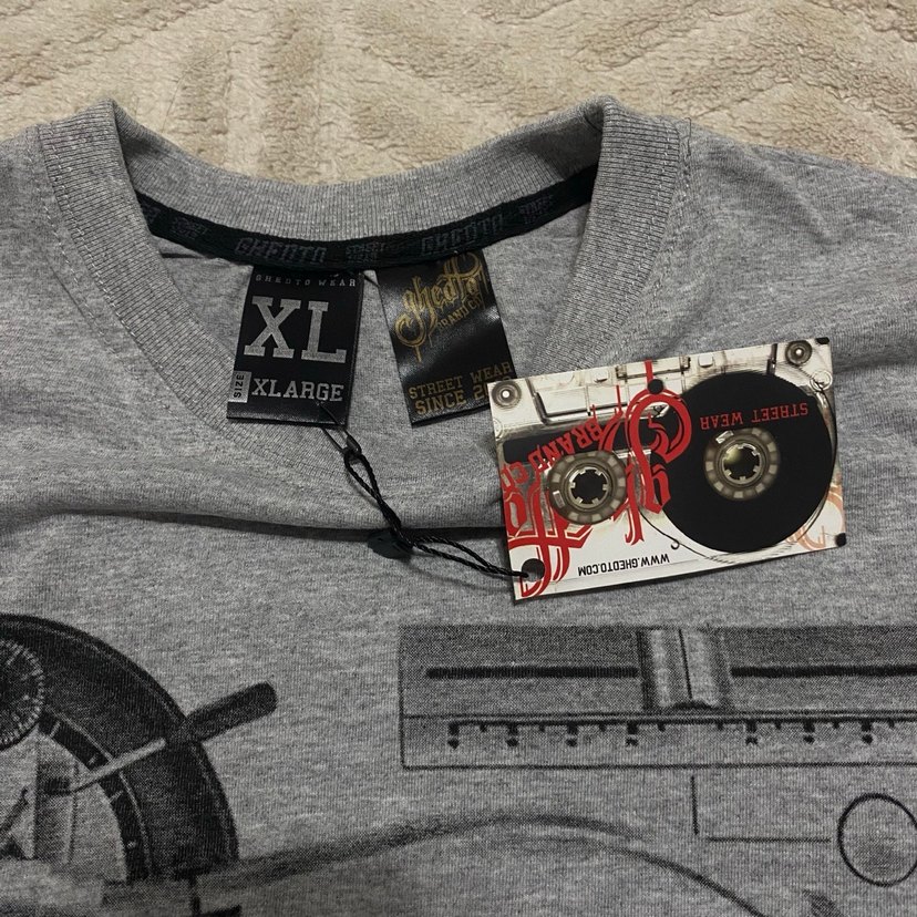 Gri Baskılı Erkek Tişörtü, Düğmeli, Rahat Kesim - Görsel 3