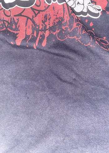 Baskılı Kırmızı Siyah Oversize Tişört - Görsel 3