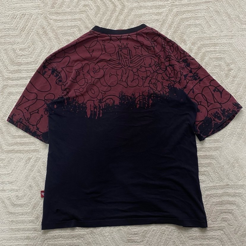 Baskılı Kırmızı Siyah Oversize Tişört - Görsel 2