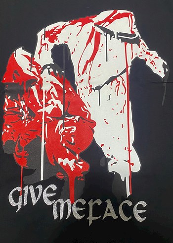 Siyah Baskılı Street Wear T-shirt give me face pislick - Görsel 2