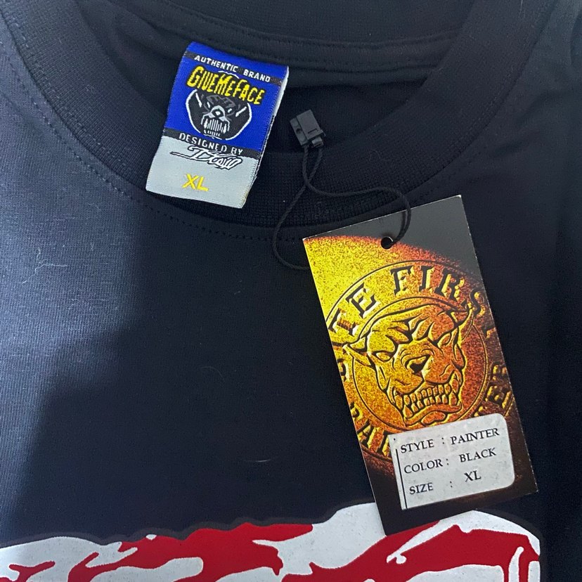 Siyah Baskılı Street Wear T-shirt give me face pislick - Görsel 3