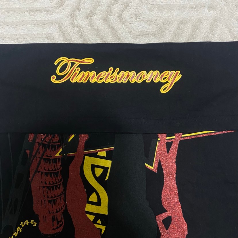 Rock Punk Tarzı Siyah Baskılı Erkek Tişört timeismoney pislick - Görsel 5