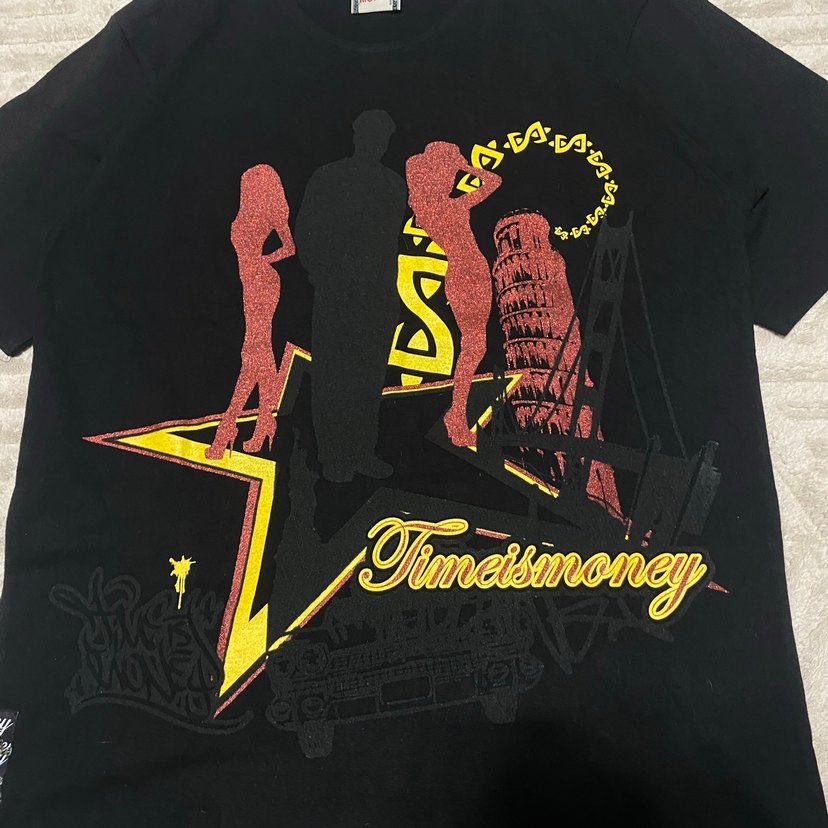 Rock Punk Tarzı Siyah Baskılı Erkek Tişört timeismoney pislick - Görsel 4