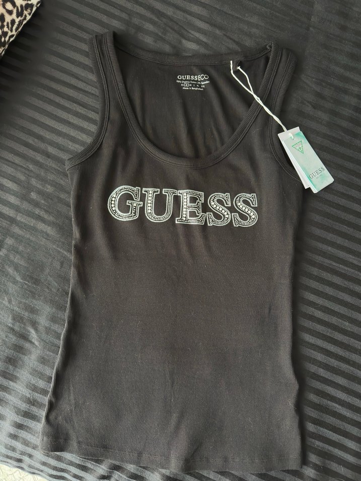 Siyah Kadın Guess İşlemeli Atlet - Görsel 3