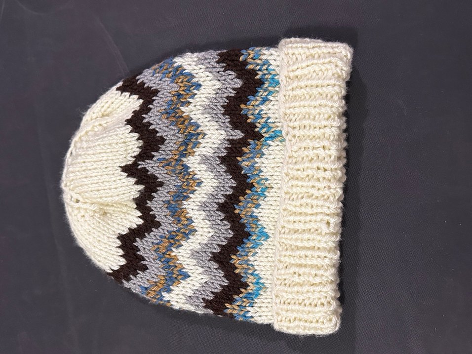 Kadın el Örgü Gri Beyaz Bere - Görsel 3