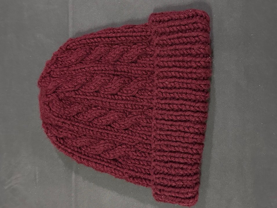 Bordo Örgü Bohem Kadın Bere el örgüsü - Görsel 2