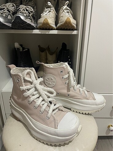 Converse toz pembe kalın tabanlı