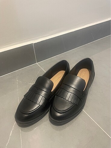 Siyah kadın loafer oxford makosen