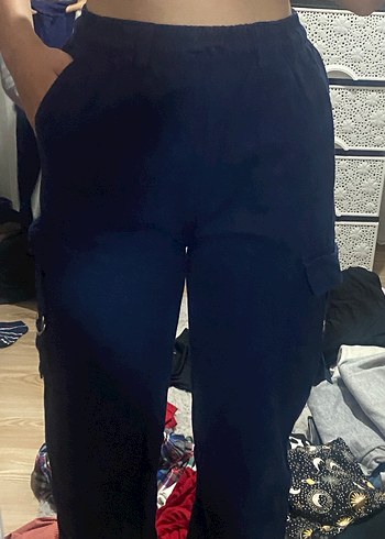 diğer Beden lacivert Renk Kemer Tokalı Siyah Kadın Kumaş Pantolon