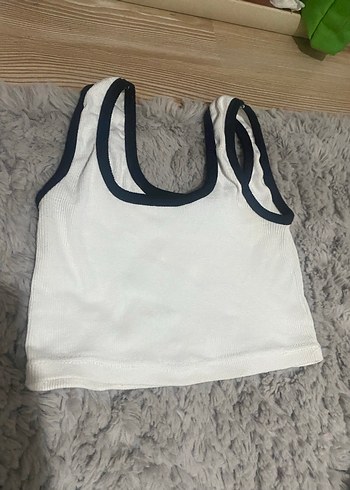 s Beden Beyaz Elastik Pamuklu Crop Top