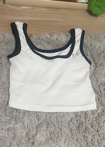 s Beden beyaz Renk Beyaz Elastik Pamuklu Crop Top