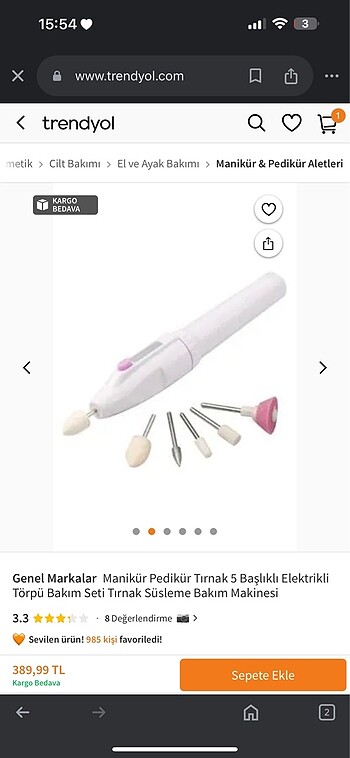  Beden Renk Polosmart Pilli manikür pedikür seti