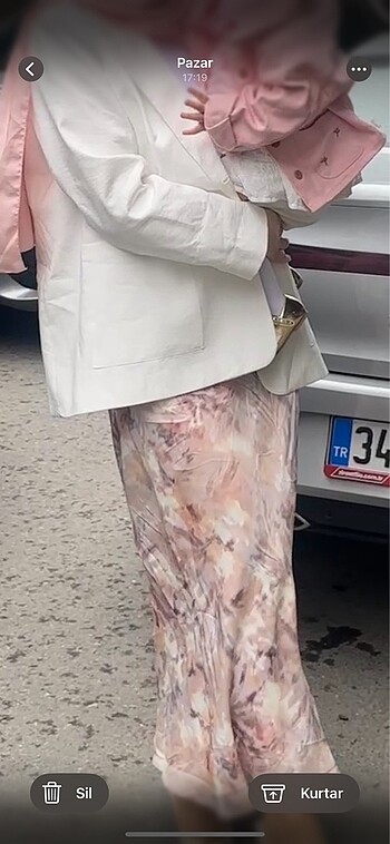 Pembe saten etek