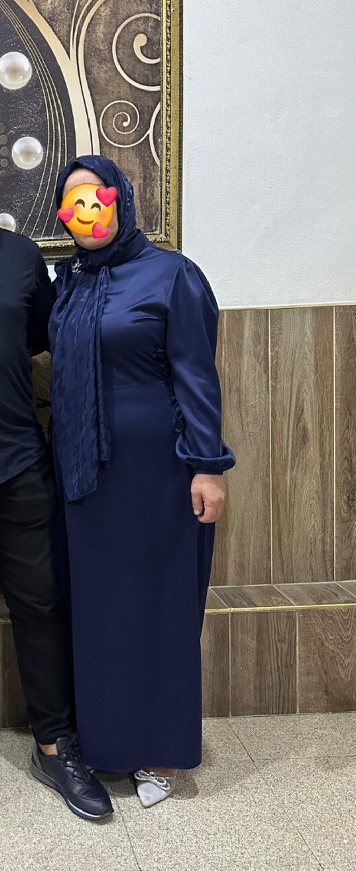 Lacivert Uzun Kol Drapeli Kadın Elbise - Görsel 2