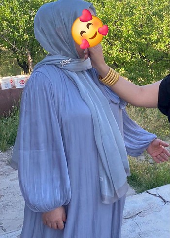 Gri Uzun Keten Bohem Salaş Elbise - Görsel 2