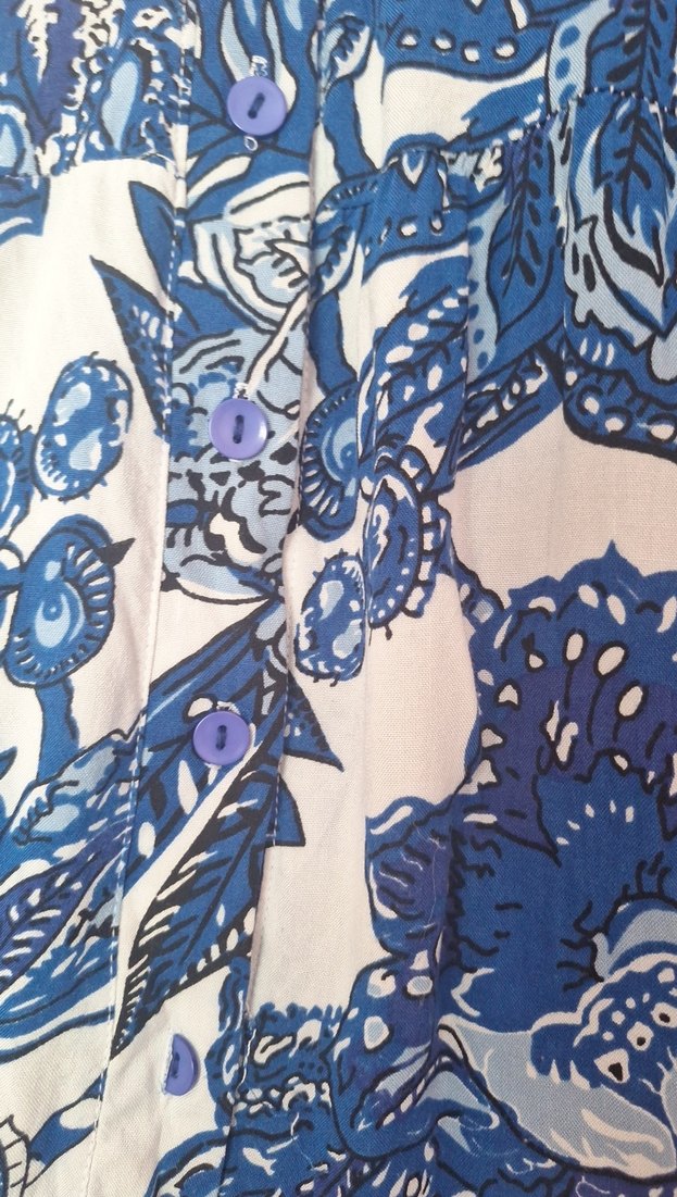 Mavi Beyaz Bohem Uzun Kollu Elbise - Görsel 2