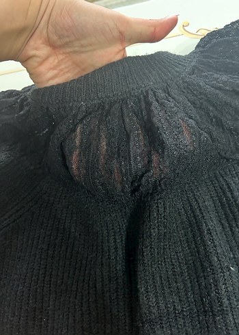 Siyah Örgü Kadın Kazak - Görsel 3