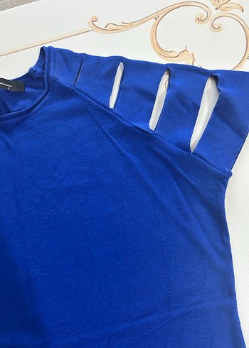 Kadın Mavi Kısa Kollu Basic Tişört - Görsel 2